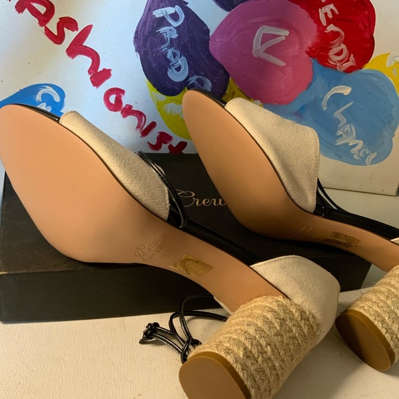 J Crew Linen Espadrille  Block Heel size 12 - Picture 4 of 4